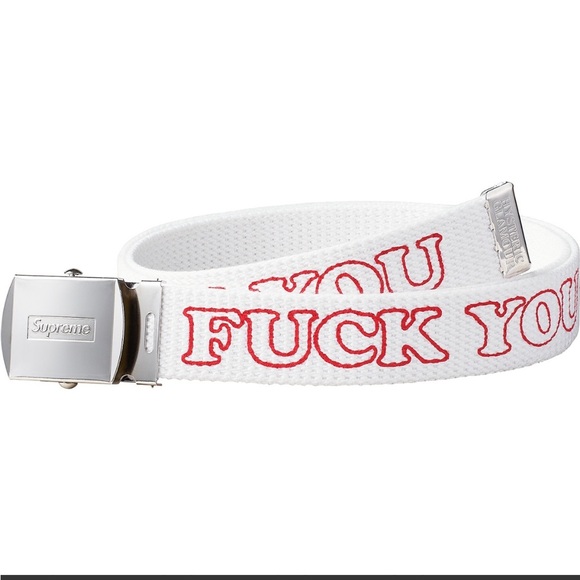SUPREME HYSTERIC GLAMOUR F YOU BELT - White & Red - Picture 1 of 10